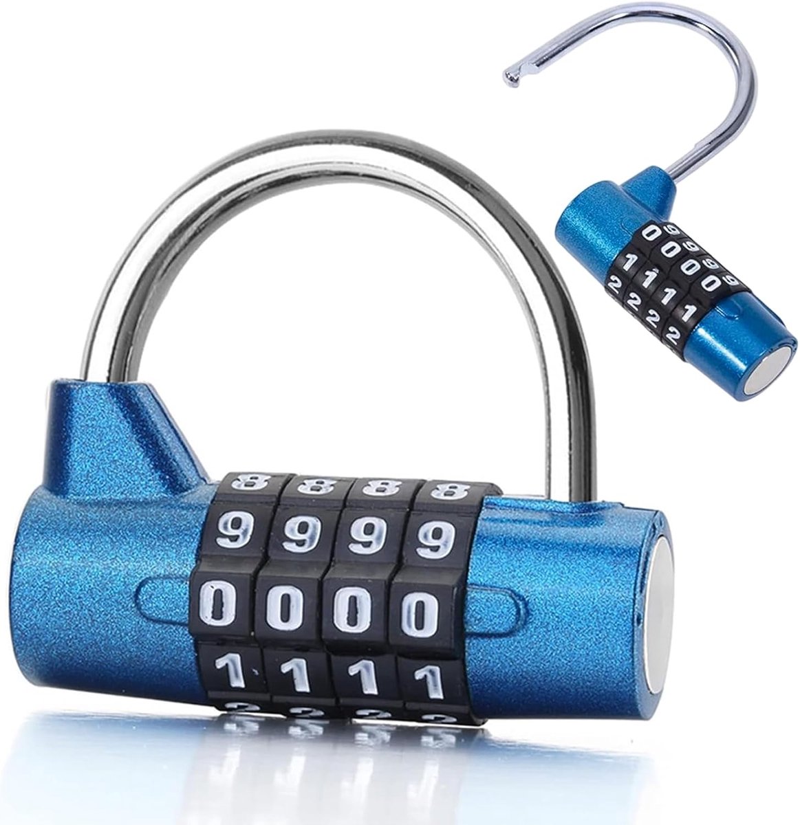 4 Digit Code Lock, Gym Safe Lock, Robust Resettable Lock, 54mm/2.13 Inches, Resettable Stainless Padlock, U-Shaped - ShopVlot