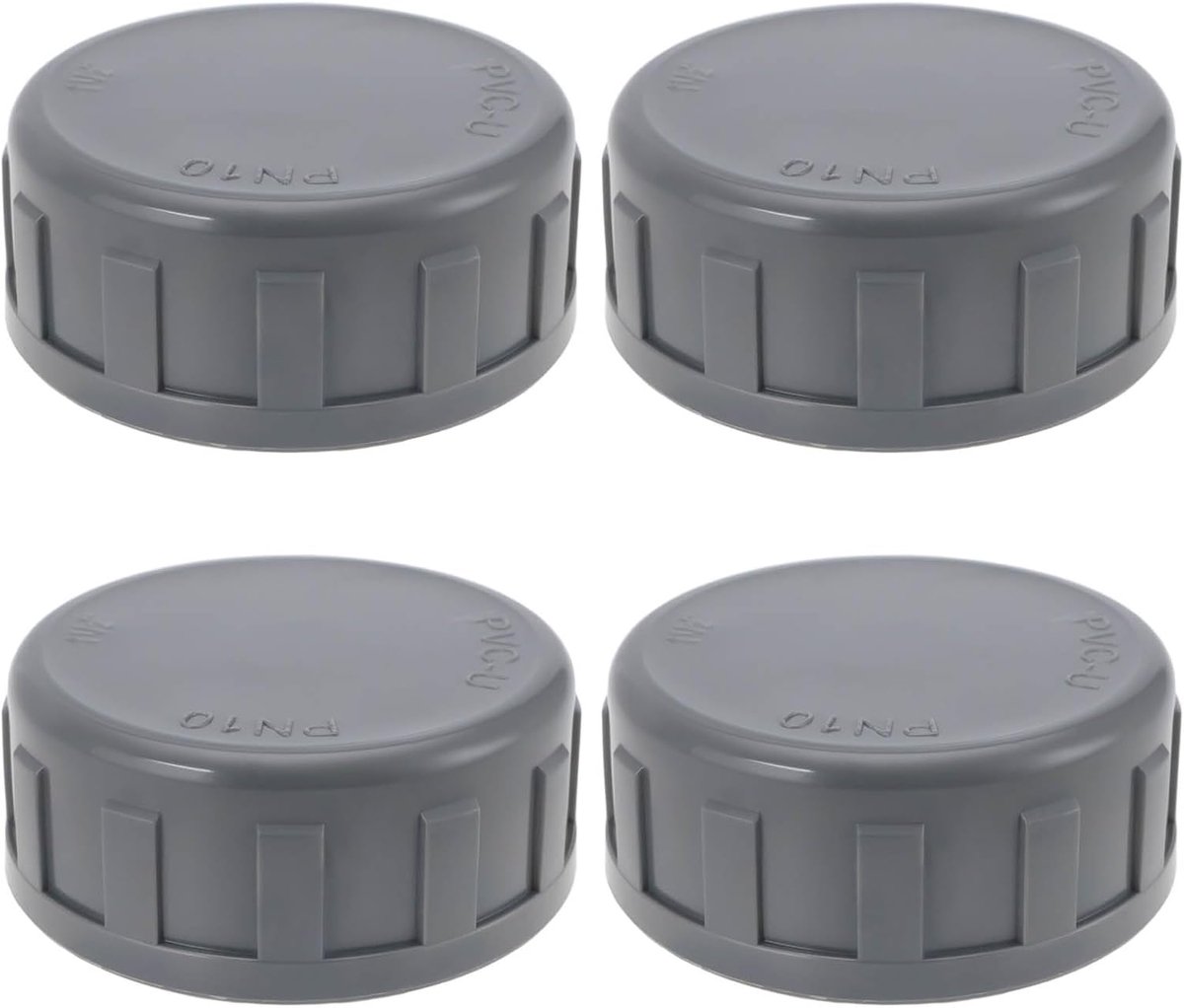 SnelShoppen - 4 stuks PVC Dichte Pijpafdekkap 50mm voor Tuin, Wasmachine, Airconditioning en Opslagruimtes - Grijs - Ideaal voor het Afsluiten van Onn