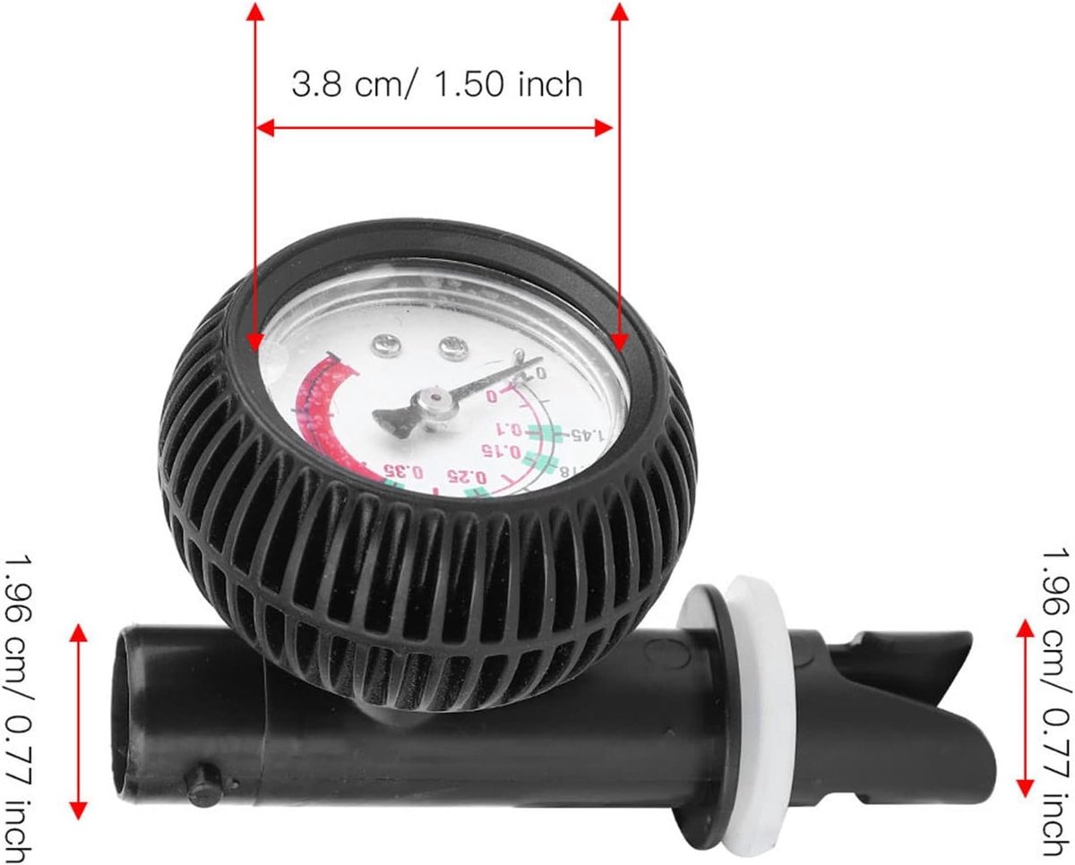 SnelShoppen - Luchtdrukmeter voor Opblaasbare Boten, PVC en Gel, 0-5 PSI Meetbereik, Geschikt voor 6 Gaten en 8 Ventielen voor Kayak, Surfplank, Lucht