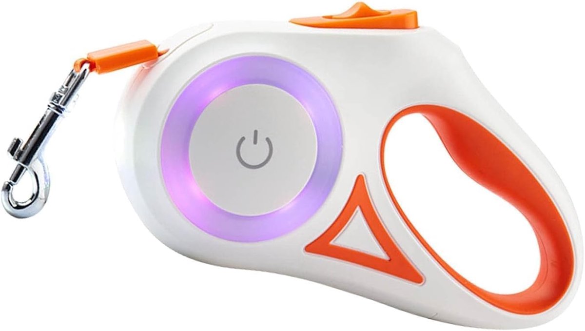 SnelShoppen - LED Uitrolbare Hondenriem met Kleurrijke LED Verlichting, Ergonomisch Handvat, Ideaal voor Nachtwandelingen met Hond of Kat, Voor Kleine