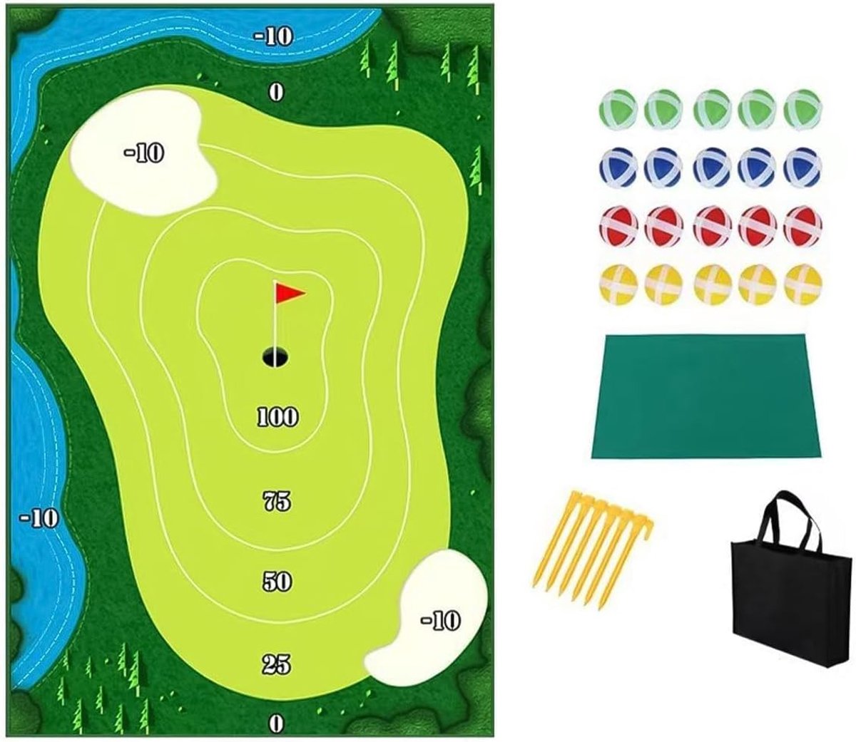 SnelShoppen - Golf Chip Off Challenge Set, Battle Royale Golf Game met Premium Chipping Mat, Sticky Ballen voor Binnen en Buiten, Golf Spel voor Gezin