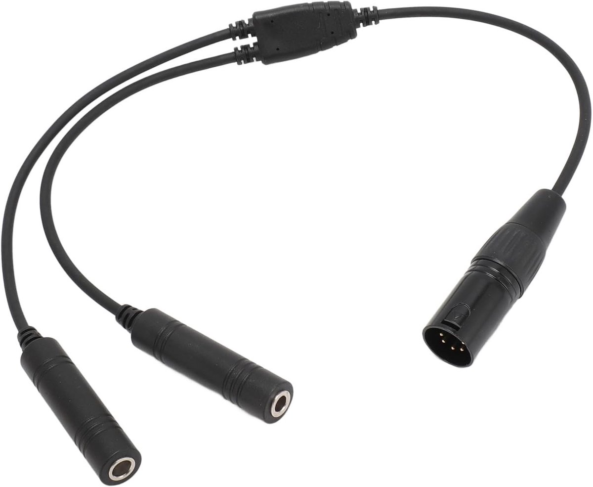 SnelShoppen - Aviation Headset Adapter, GA Dubbele Plug naar 5 Pin XLR Hoofdtelefoon Adapter, Plug and Play, Duurzaam Materiaal voor Luchtvaart Hoofdt