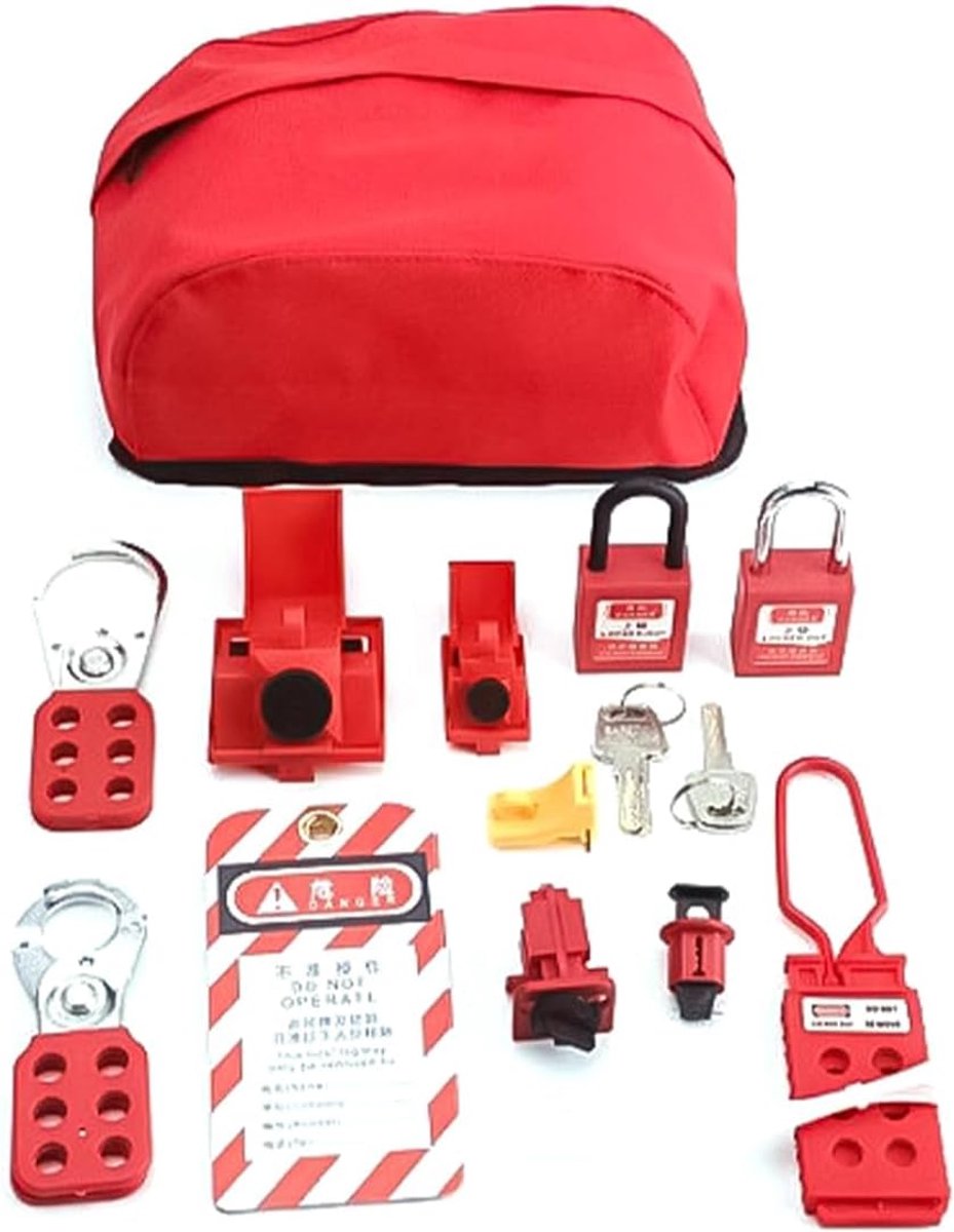 SnelShoppen - Lockout Tagout Kit, Veiligheidslot, Lockout Padlock, Set voor Elektrische Schakelaars, LOTO Tags, Hangers, Hoogzichtbaar, Industrieel Ge
