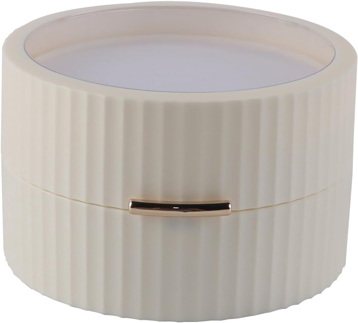 SnelShoppen - Portable Kleine Sieraden Organizer voor Ringen Oorbellen Kettingen met 8 Ring Rollen, 4 Haken, 1 Elastische Tas en 2 Vakjes - Witte Sier