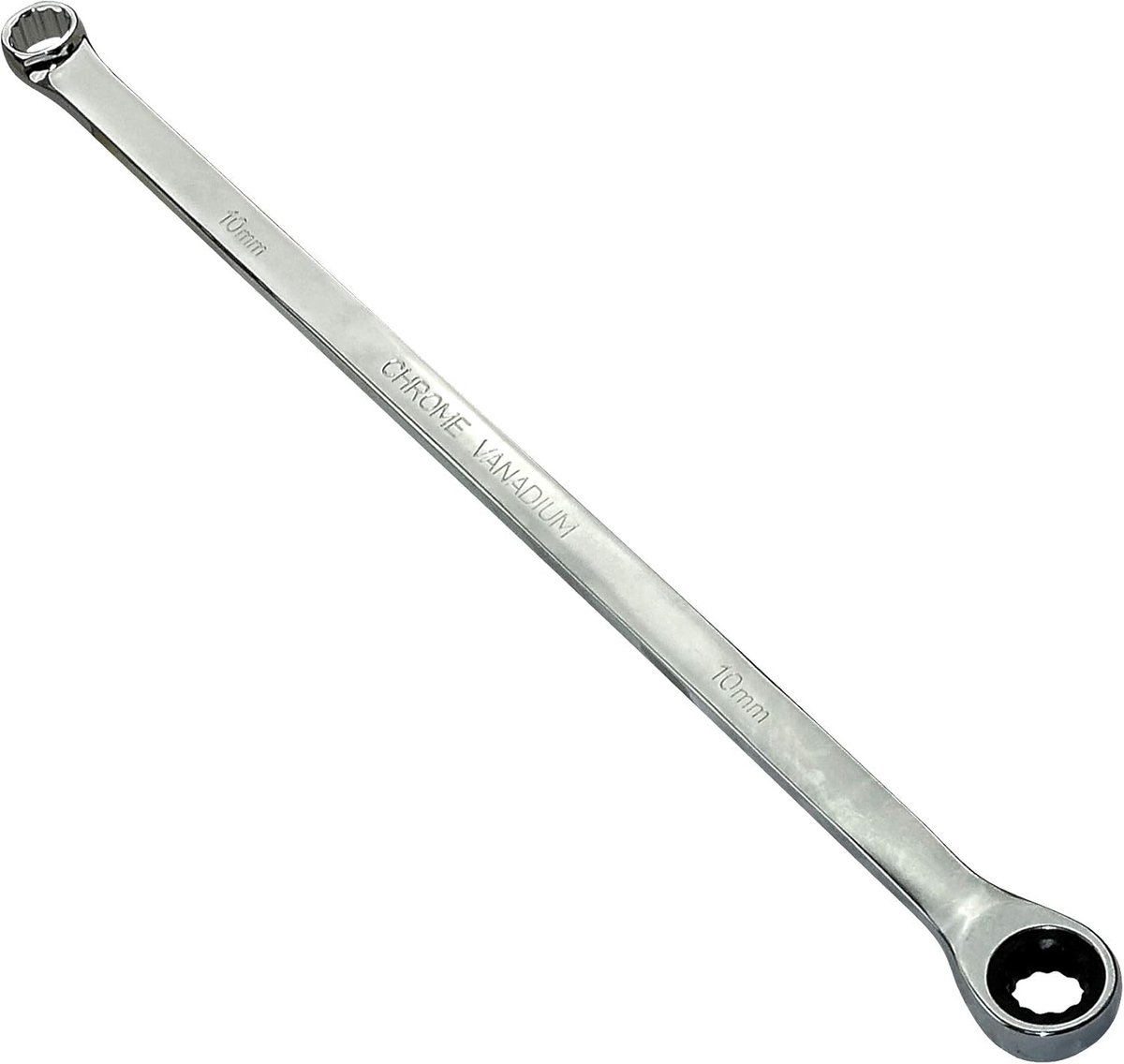 SnelShoppen - Polygonale dubbel oog/ring Bi-Hex vlaksteeksleutel 10 mm - ratelsleutel 10 mm extra lang 12-zijdig - lengte 29,5 cm - rechte/gepolijste