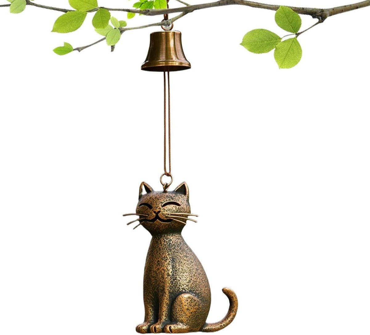 KZQ Elegant Windspel Met Kattenmotief – Decoratief Tuinbeeld En Gedenkobject Voor Buiten, Balkon, Tuin En Terras
