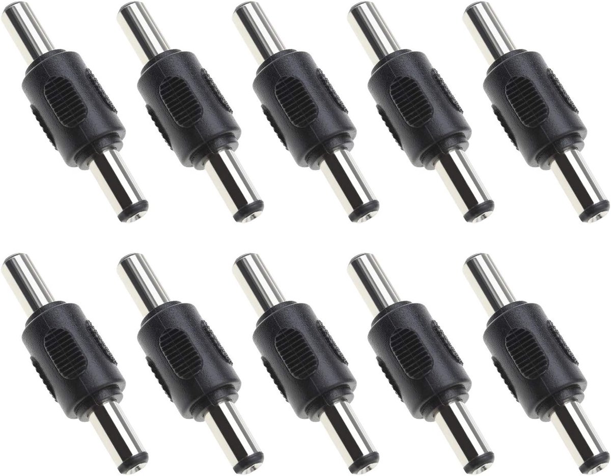 SnelShoppen - 10Pcs DC Power Couplings Male naar Male 5.5mm x 2.1mm Adapter Connectors voor CCTV Camera en Elektronica Projecten