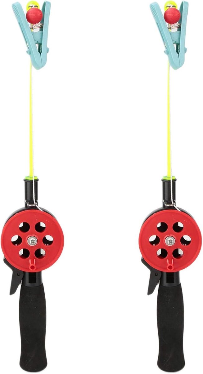 SnelShoppen - Mini Visspullen Set - 2 Stuks Draagbare Vissengerei met Hengel en Molentje - Ideaal voor IJsvisserij, Krabben en Garnalen Vangen - Kindv