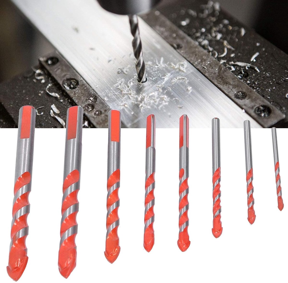 SnelShoppen - 8-delige Multifunctionele Tegelboor Set - Carbide Punt Booraccessoires voor Keramische Tegels, Beton en Glas - Duurzaam, Slijtvast en Ge