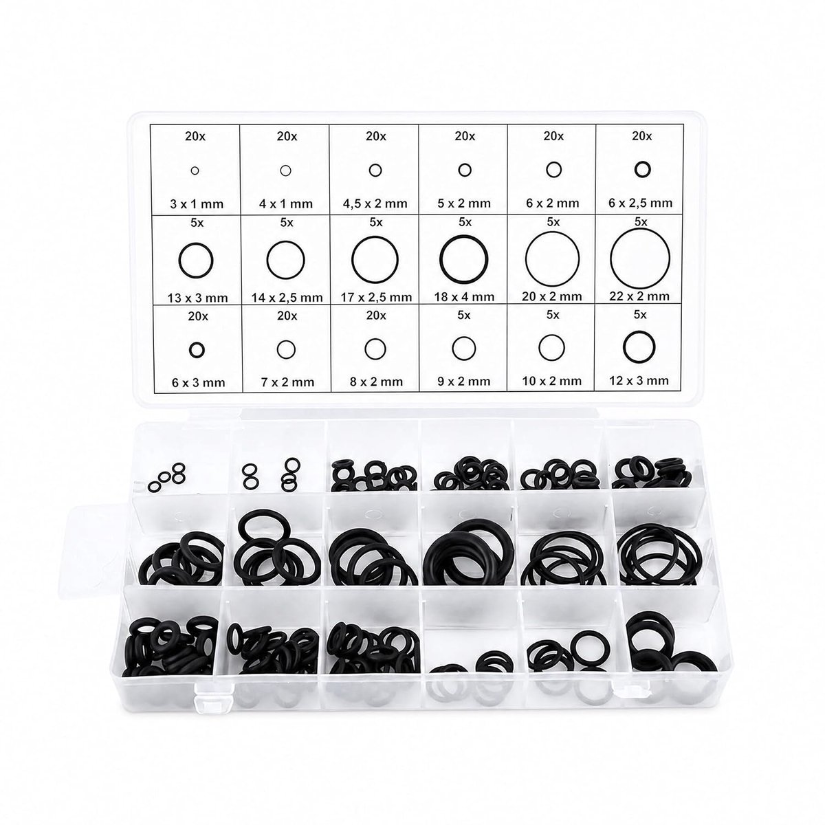 SnelShoppen - 225 Stuks Hoge Druk Reiniger O-ringen Rubber Dichting Set - Assortiment voor Wasmachine en Loodgietwerk - Zwart - 3x1 Dichting voor Auto