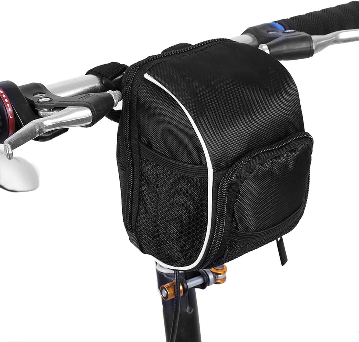 SnelShoppen - Fietstas Voor Het Stuur - Reflecterende Strips - Snelle Bevestiging met 3 Klittenbanden - Geschikt Voor Racefiets en Mountainbike - Mult