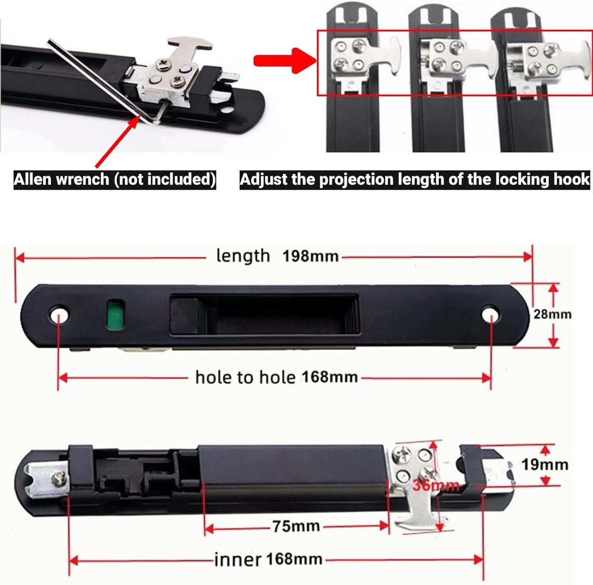 Mobiele deurhaakslot - modern design - dubbele haak - eenvoudig te installeren en veilig - ShopVlot