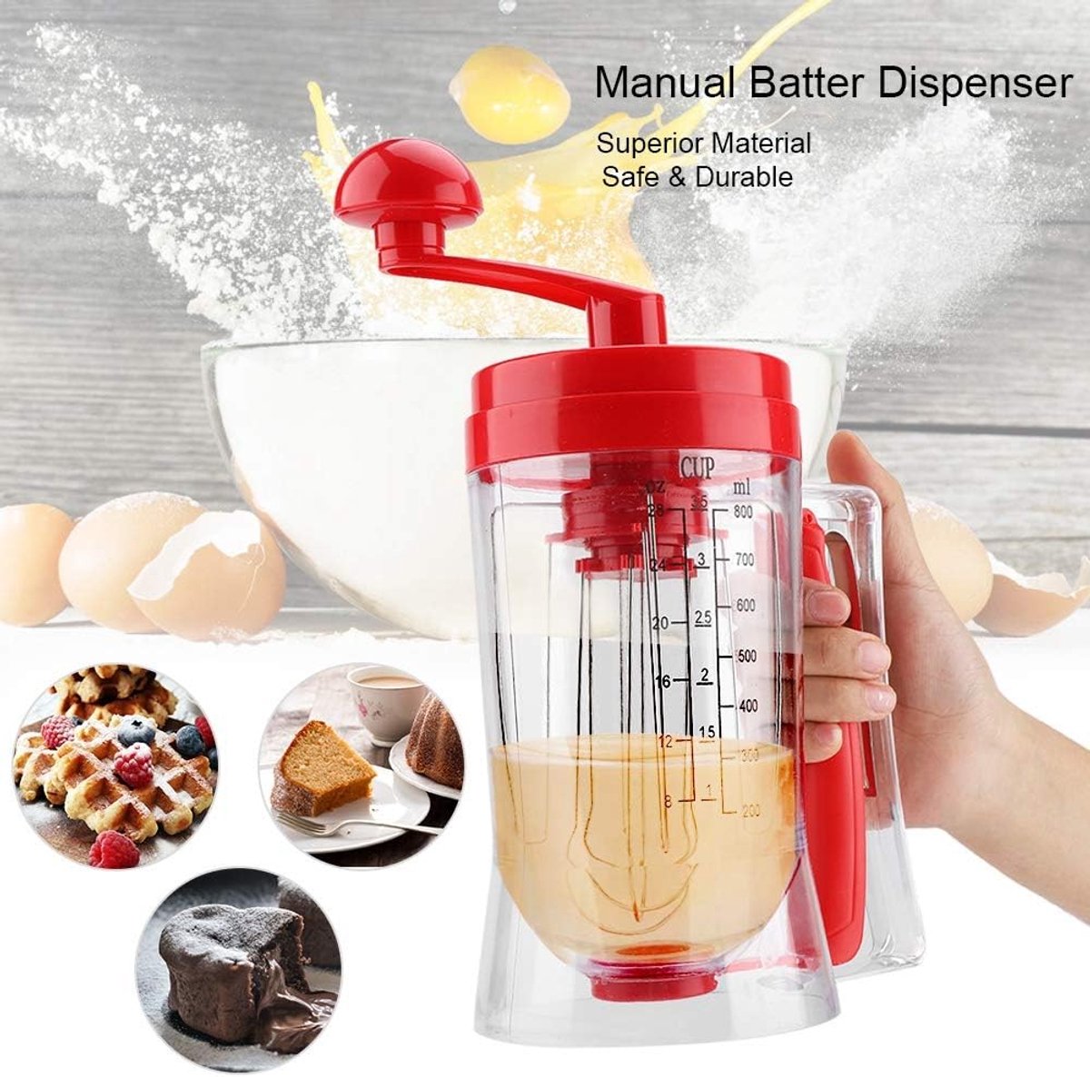 SnelShoppen - Handmatige Pannenkoekenbeschermer, Kuuleyn Batter Mix Dispenser voor Cupcakes, Wafels en Taarten, Hoogwaardige ABS Materiaal, Eenvoudig