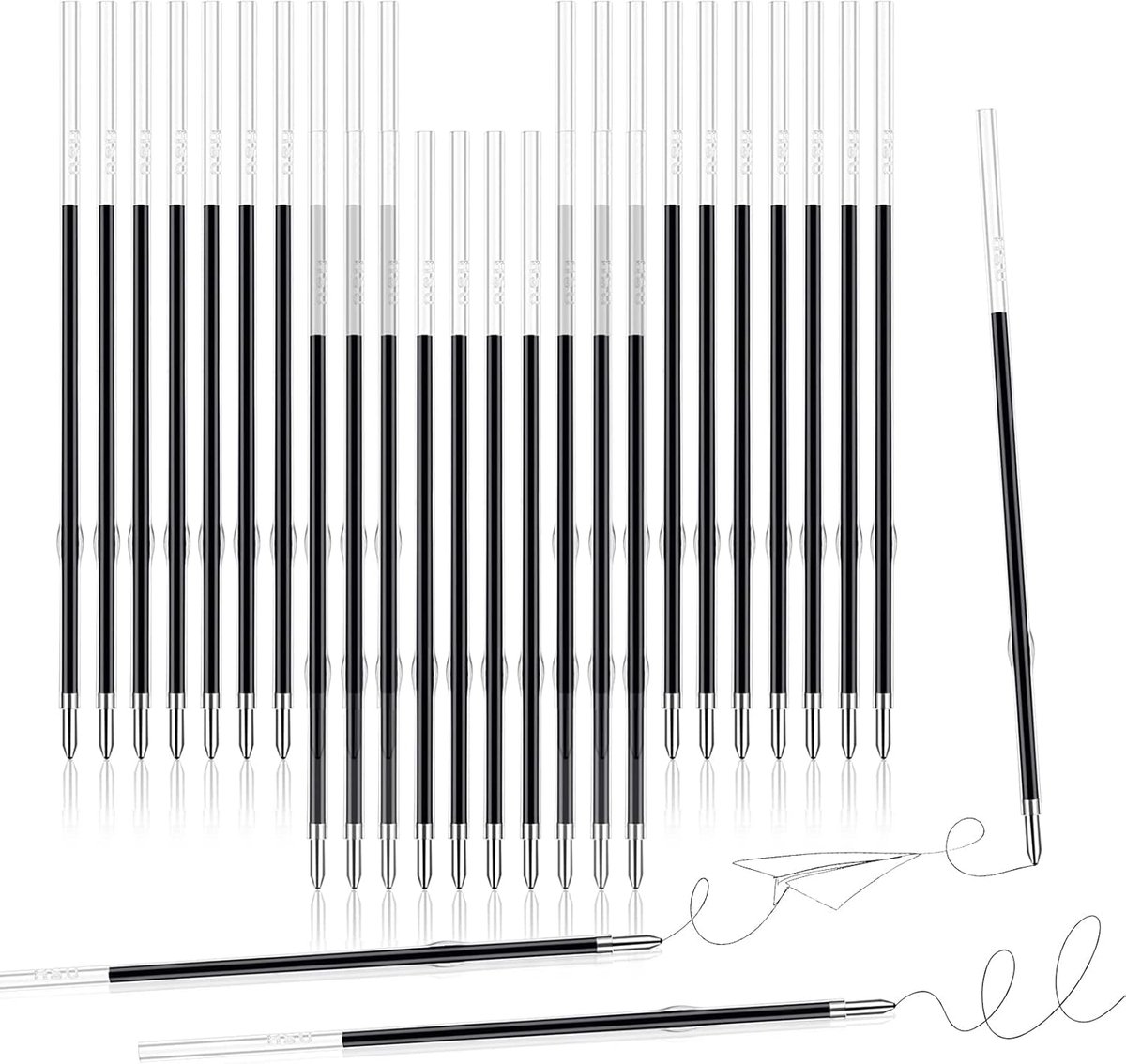 30pcs ballpoint pen refills 0.7mm ballpoint refill black interchangeable ballpoint refills smooth ink writing - ShopVlot