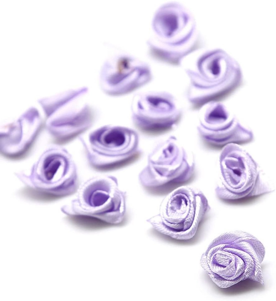 SnelShoppen - Kunstbloemen Rozen 2.5 cm, Satijnen Mini Rozen, Decoratieve Bloemen voor Creatief Werk, DIY Accessoires, Lichtpaars, Ongeveer 100 Stuks,