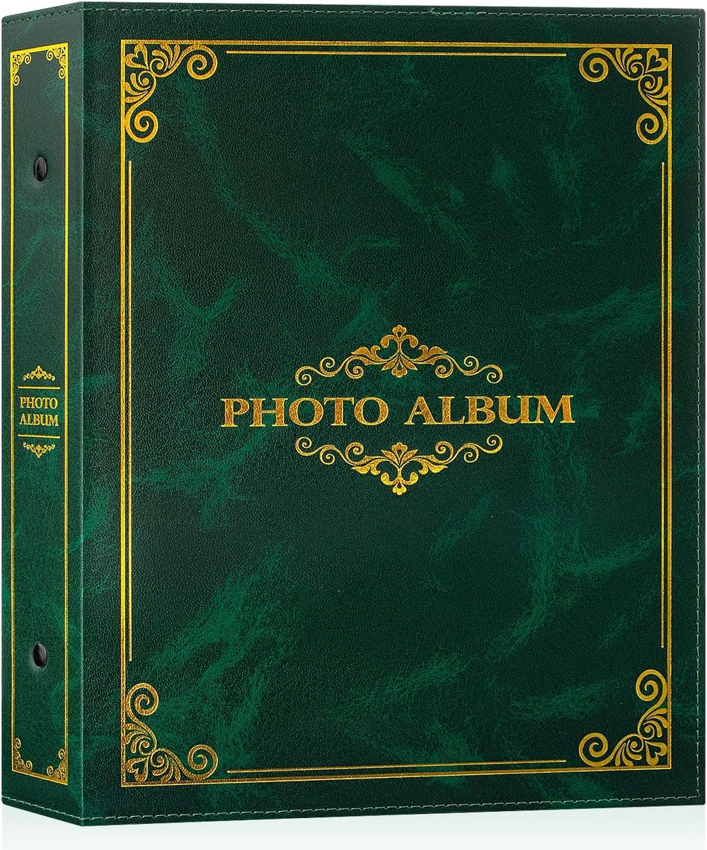 SnelShoppen - Fotoalbum 6x4 Slip-in Traditioneel Klassiek 400 Pockets Groene Hoes voor 10x15 cm Foto's, Ideaal voor Herinneringen en Cadeaus