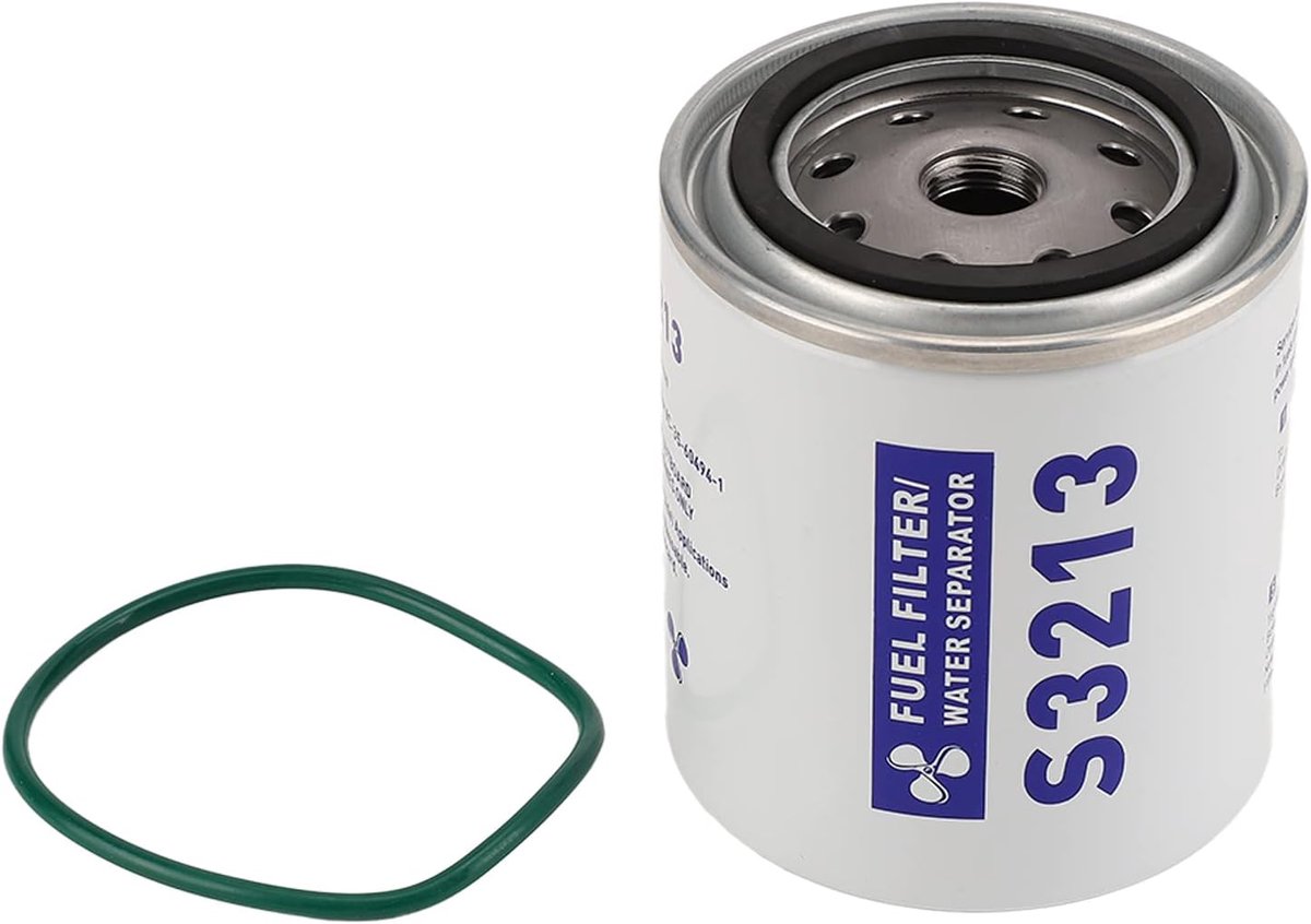 SnelShoppen - S3213 Brandstoffilter met Afsluitringen, Vervangende Brandstofwaterafscheider van Corrosiebestendig RVS voor Motorboot, Hoge Efficiëntie