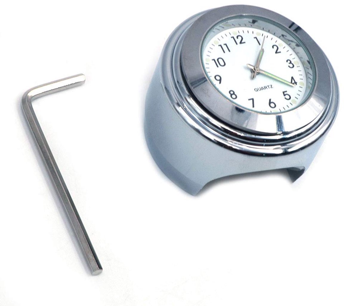 SnelShoppen - Classic Kleine Ronde Auto Dashboard Klok met Licht - Quartz Klok voor Auto Decoratie - Mini Noctilucent Horloge - Wit met Antikras Glas