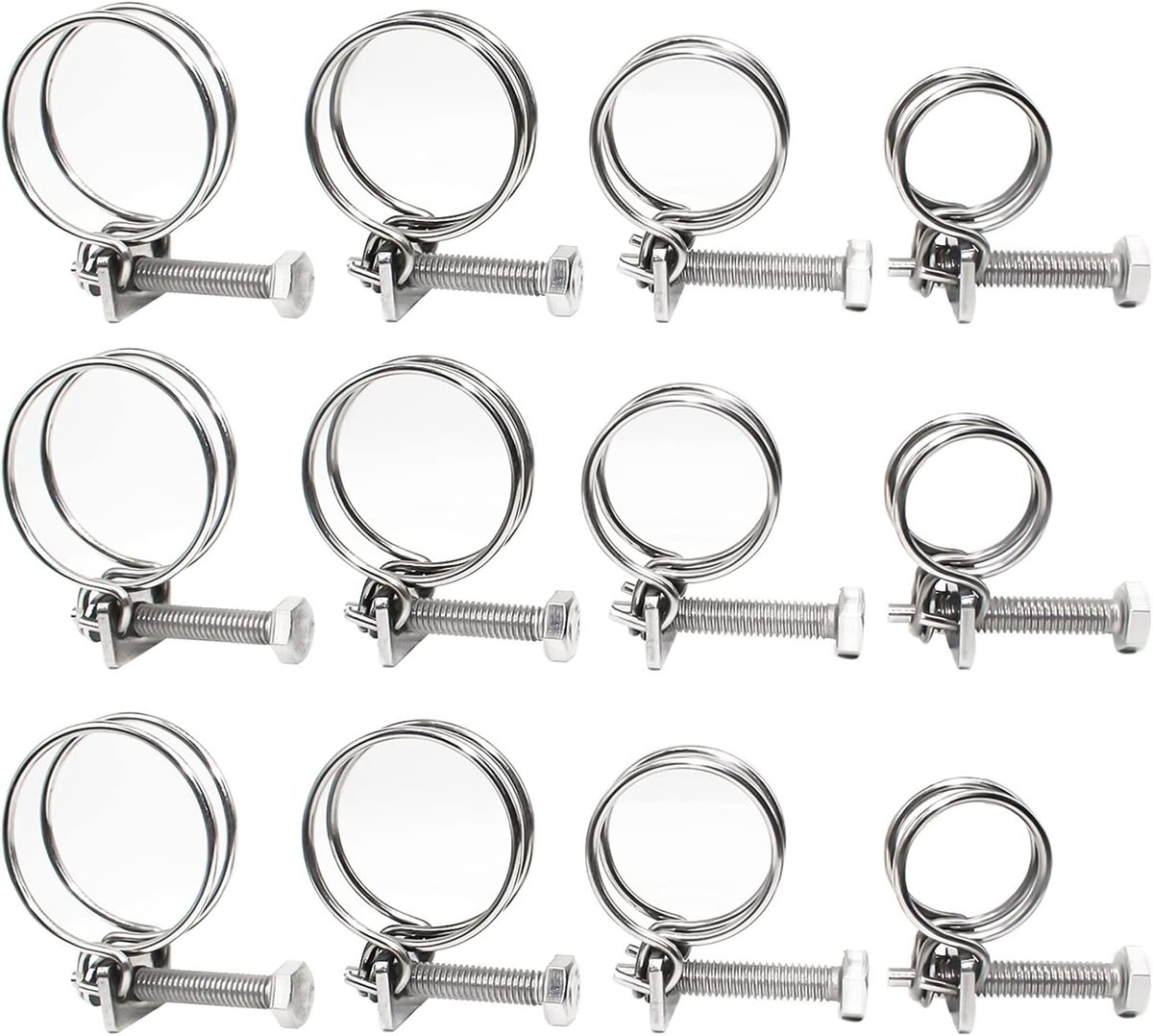 GIAK Double Wire Hose Clamps Stainless Steel 304 Adjustable Wire Hose Clamps Hose Clamps 20mm 25mm 32mm 36mm Tube - ShopVlot