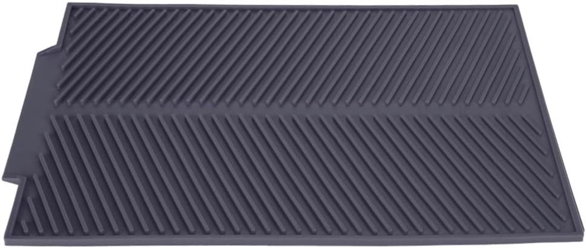 SnelShoppen - Siliconen Afwasdroogmat voor Servies, Keuken, Rectangulaire Droogmat, Waterafvoerend, Hittebestendig, Antislip, 39 x 25 cm (Grijs)