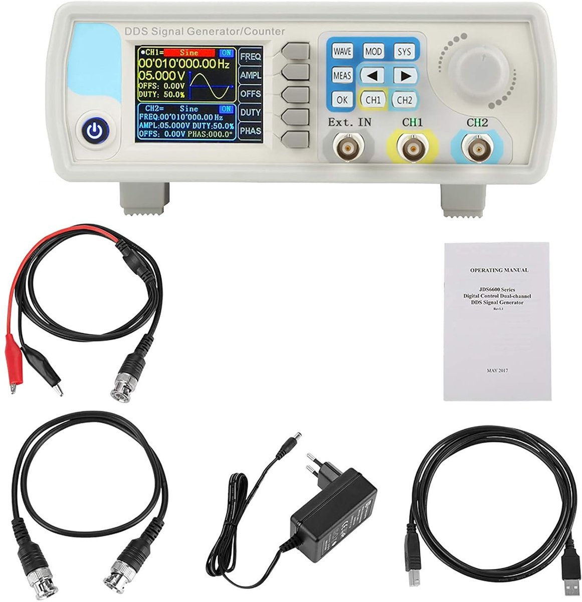 JDS6600 DDS Signal Generator, High Precision Meter Digital Control Sine Frequency AC100-240V (US Regulations 60Hz 15HZ) - ShopVlot