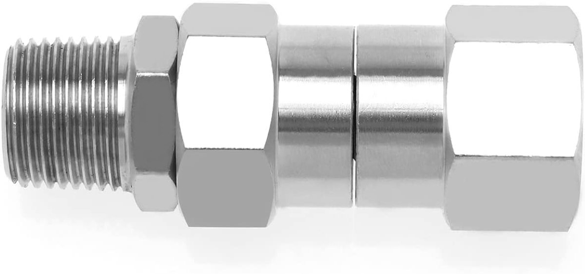 SnelShoppen - Hoogdrukspuit Slang Koppeling 3/8" NPT-M Draad RVS Hoge Druk Koppeling 360 Graden Rotatie Slangbevestiging voor Tuin en Auto
