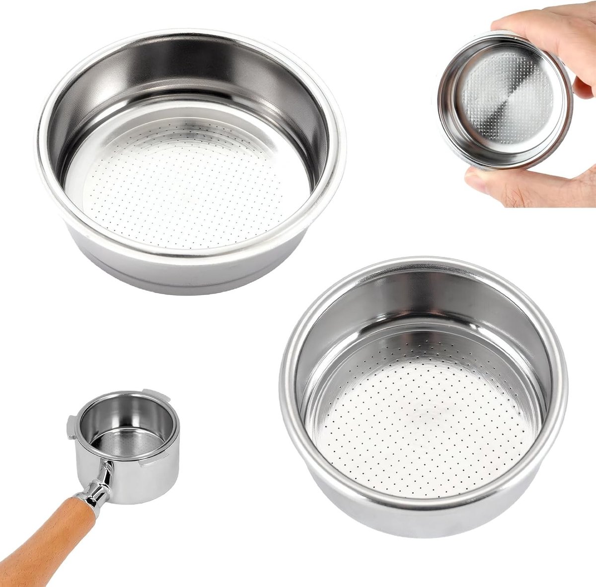 Herbruikbare RVS Koffiefilter Mandjes 51mm – Set van 2 – Geschikt voor Single en Double Espresso Machines – Duurzaam en Efficiënt Koffiefilter