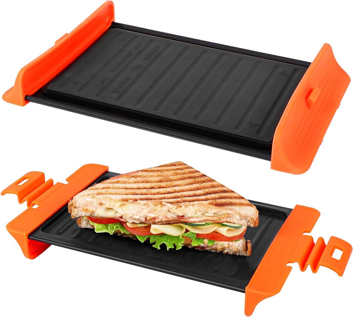 Tosti Ijzer - Panini Grill - Snelle Maaltijden - Vaatwasserbestendig - B15 x L195 cm - Oranje