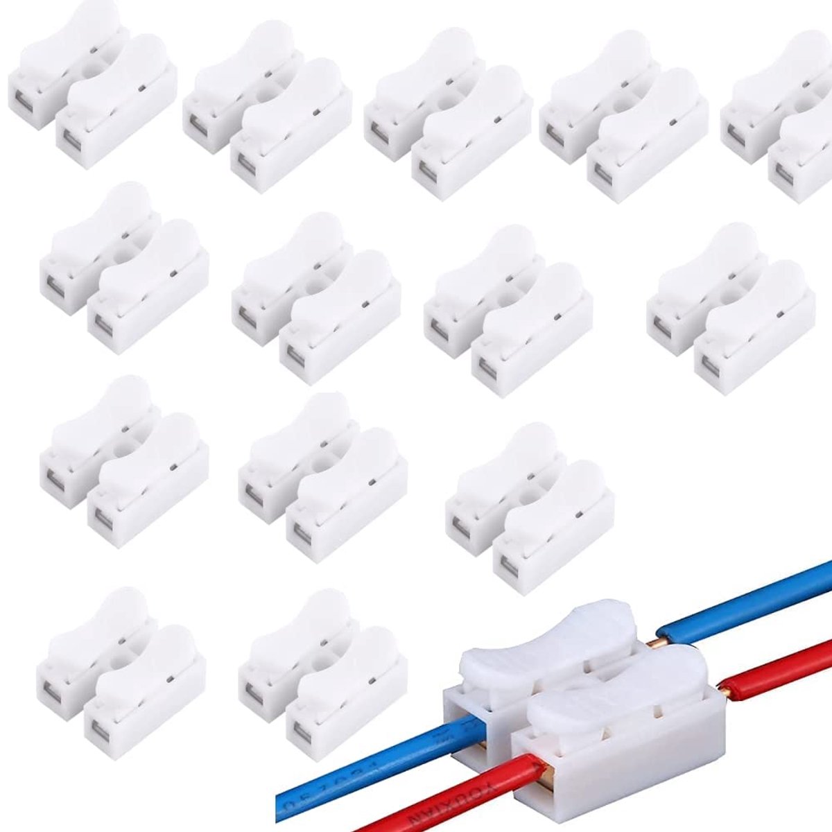 SnelShoppen - 100 Stuks 2P CH-2 Kroon Terminals Plugbare Kabel Verbindingen Snelle Koppeling Kabel Connectoren LED Elektrische Draad Connector LED Ver