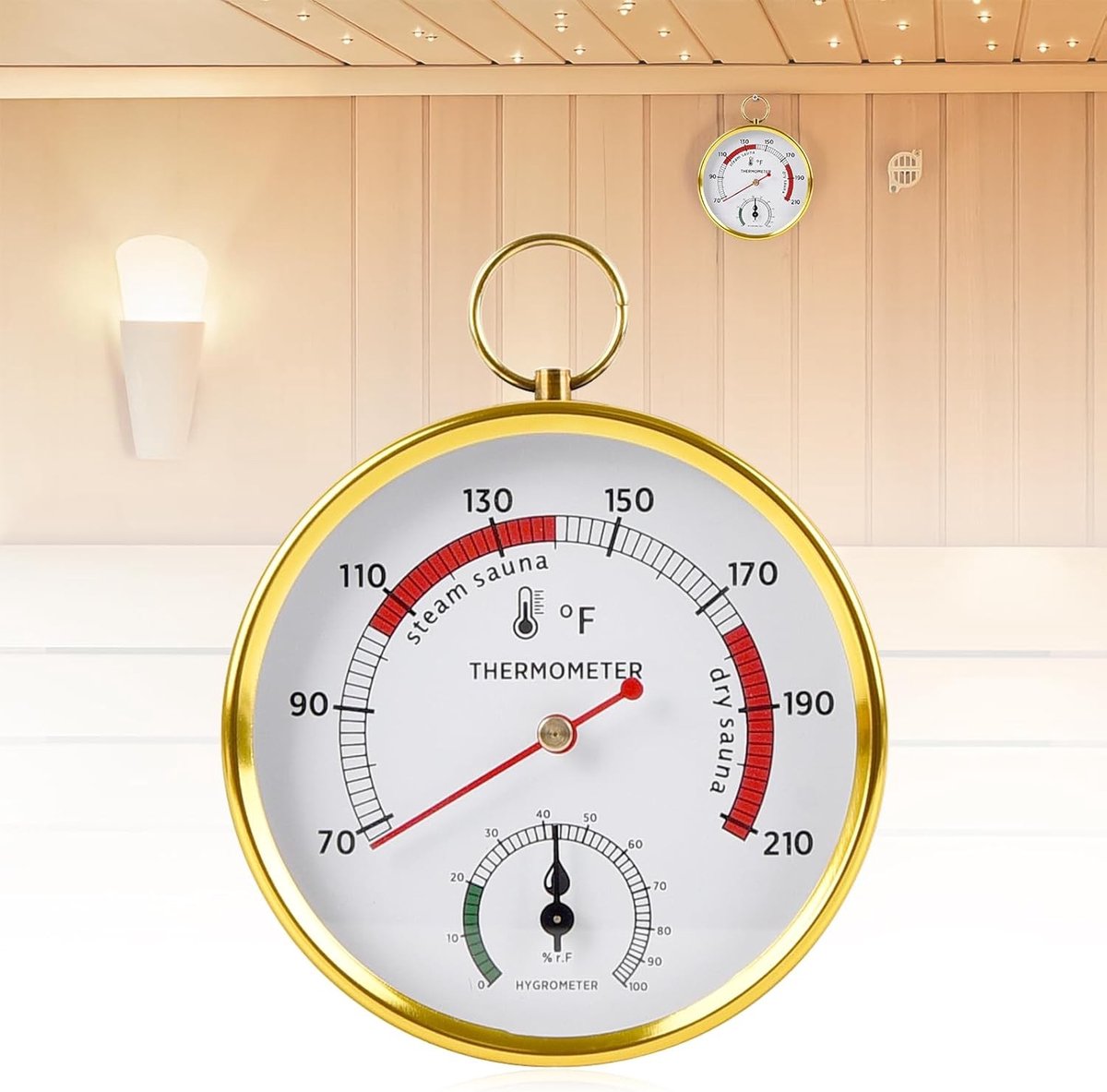 2-in-1 Sauna Thermometer en Hygrometer voor Wandmontage - Nauwkeurige Temperatuur- en Vochtigheidsmeter voor Sauna, Stoomkamer en Wellnessruimte