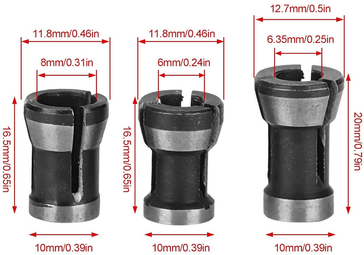 SnelShoppen - 3pcs Chuck Adapters Houtbewerking Snijder Chuck Hoofd - Hoogwaardig Staal - Precisie Chuck voor Graveermachine, Freesmachine en Houtbewe