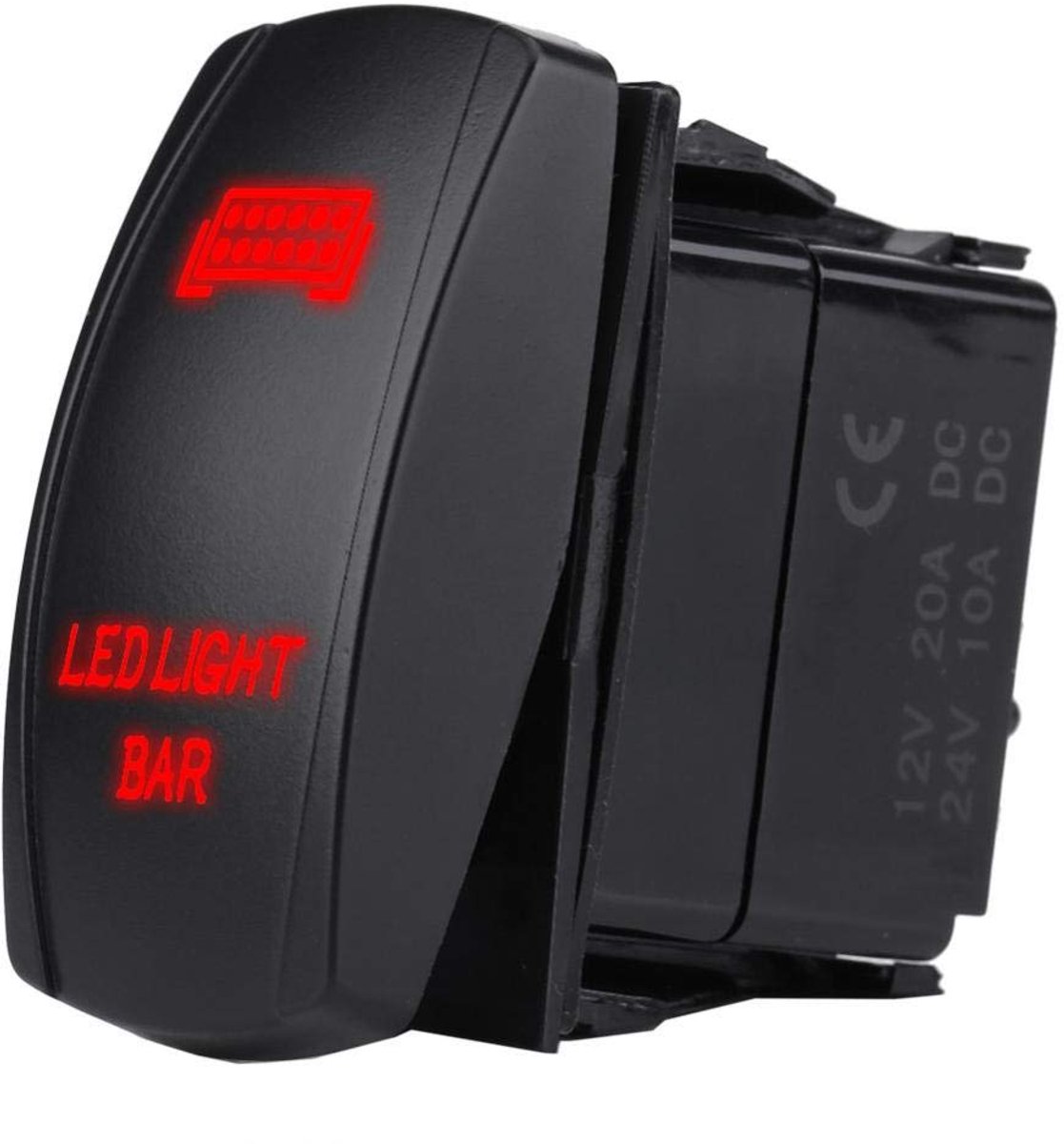 SnelShoppen - Rocker Switch 5 Pin LED Schakelaar SPST ON-OFF 12V/20A 24V/10A Waterdicht voor Auto Boot Truck (Rood)