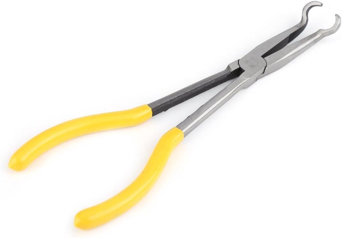 SnelShoppen - 1pcs 11 Inch Extra Lange Grijp Tang met 45/90 Graad Gebogen Neus, O-vormige Tip, Ergonomische Handgreep, Hoogwaardige Staal, Handgereeds