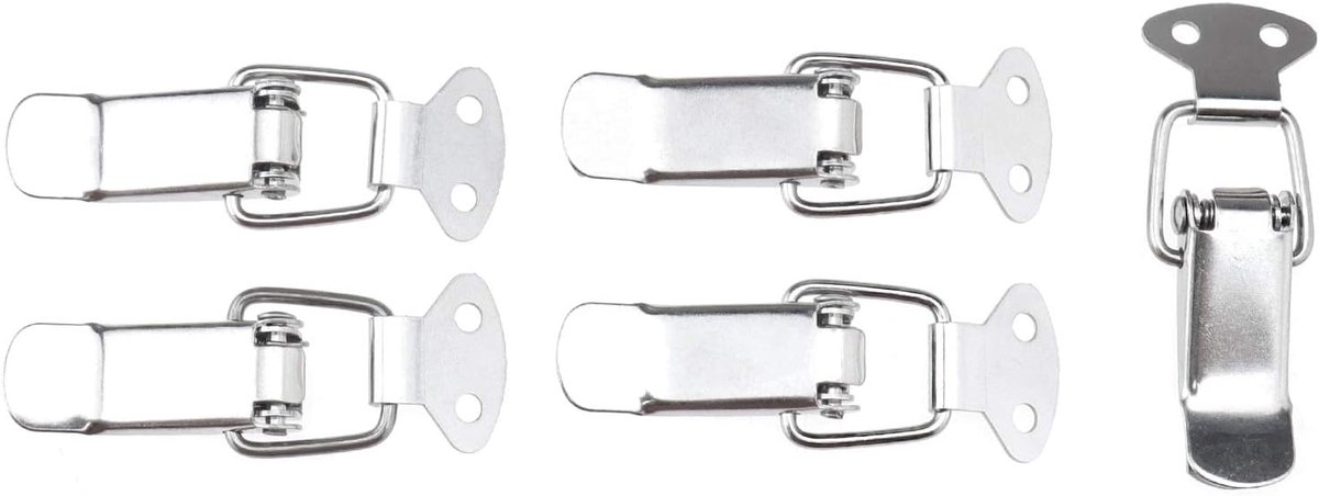 SnelShoppen - 5-Pcs Veerspanning Klem Clip Set RVS Latch Catch Koffer Gereedschap Box Sluiting - Zilver - Voor Gereedschapskisten, Flightcases en Meer