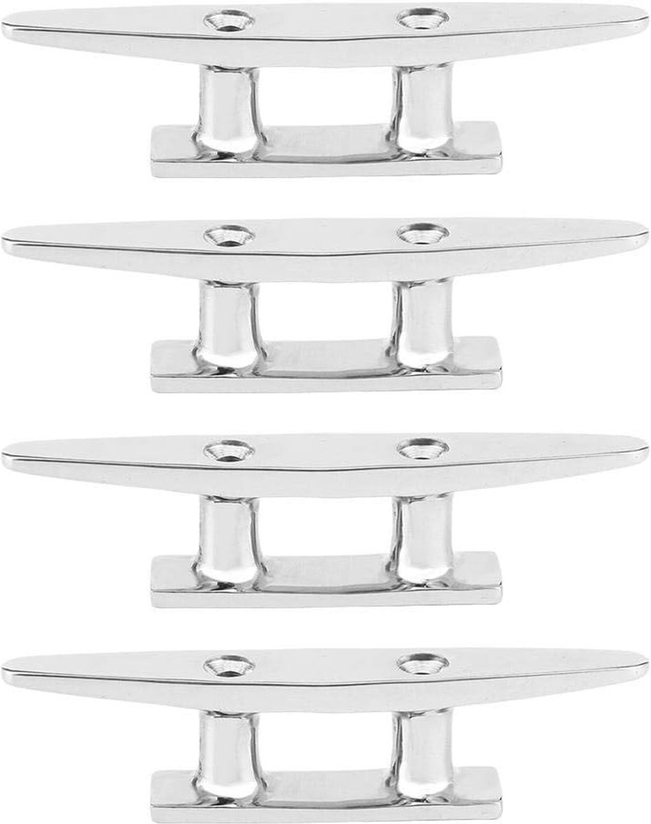 Boot Cleat, Qiilu Boot Cleat, 4 Pieces 100mm/3.9in Stainless Steel Boot Dock Deck Landfasting Rope Accessory - ShopVlot