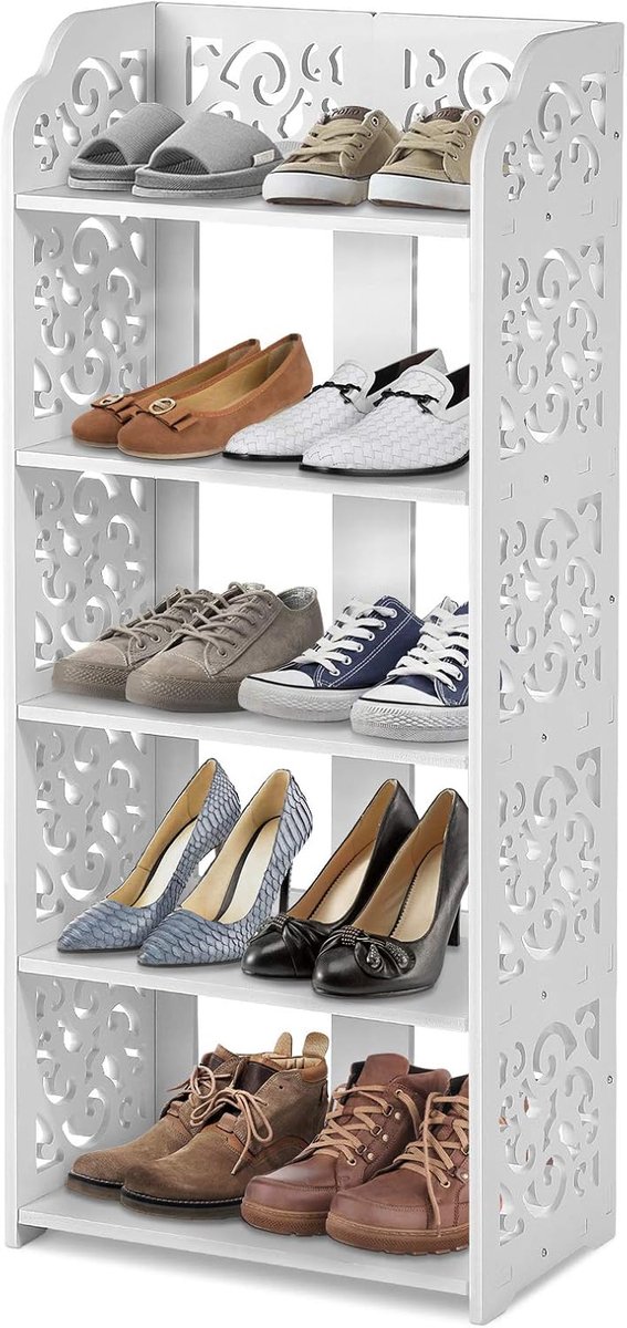 SnelShoppen - 5 Laags Schoenenrek, Ruimtebesparend en Stijlvol Schoenenrek voor Hal, Entree, Geschikt voor 10 Paar Schoenen, Perfect voor Enkele en Ho