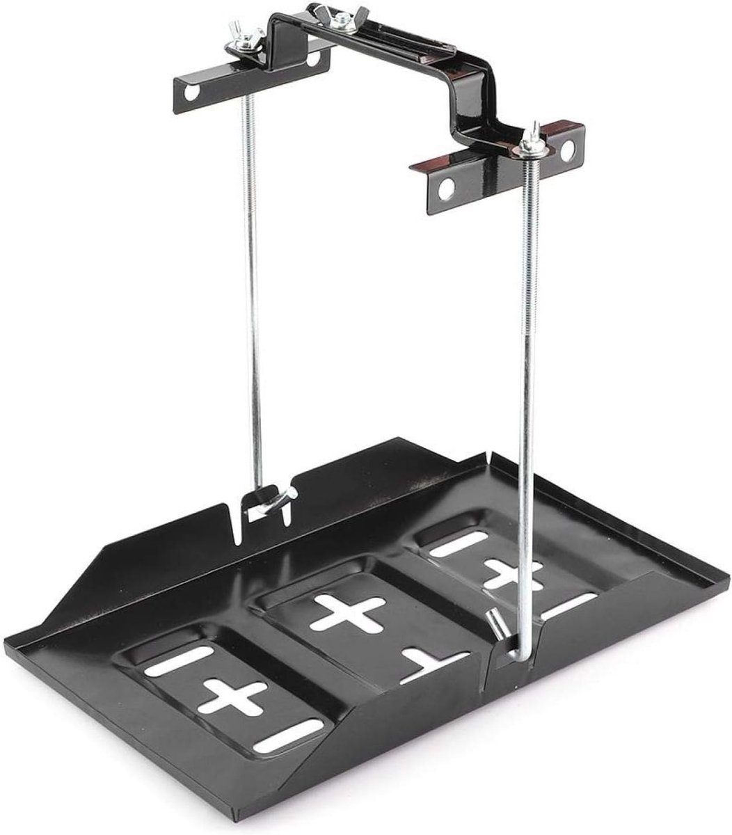 SnelShoppen - Universele Accu Houder Set met Montageklem, Batterij Tray en Stevige Bevestiging voor Auto Accessoires (27cm)