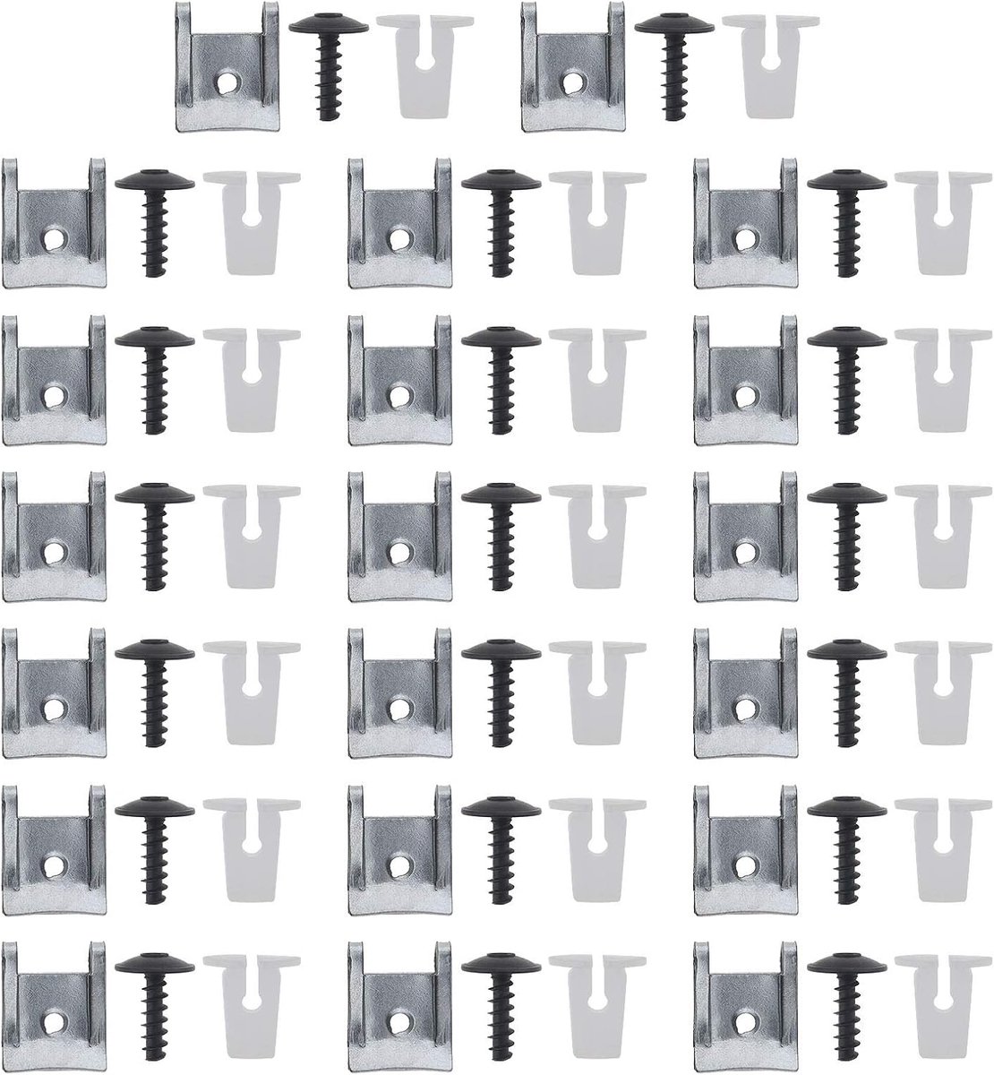 SnelShoppen - 60 Stuks Schroef Bevestigingsclips Set N90775001 Inclusief Uitbreidende Lockmoeren, Grommets, Torx Schroeven, U Moeren, Snelclips voor W