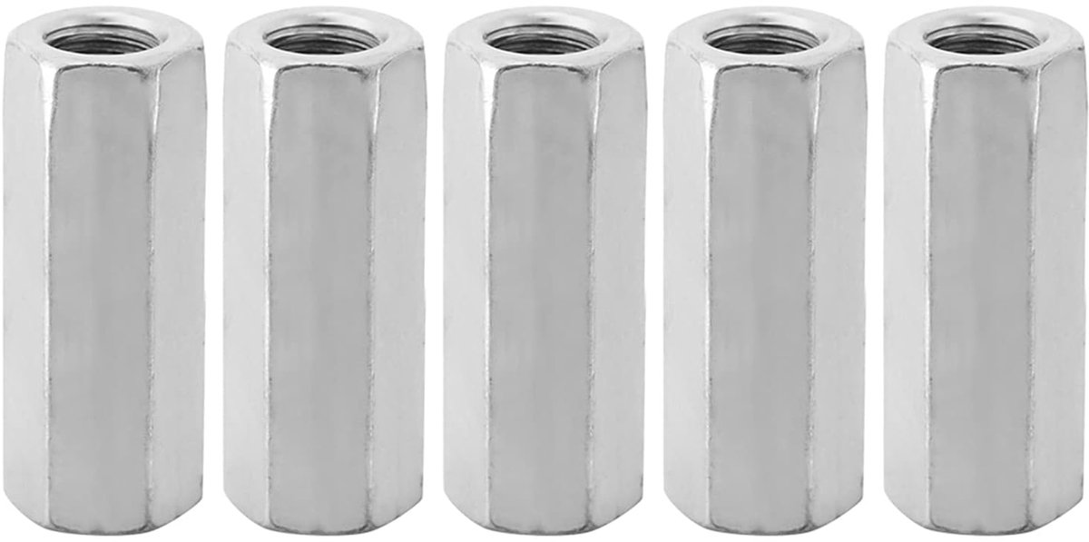 SnelShoppen - M12 x 50 Moeren Set van 5 Stuks - Hexagon Moeren van Gegalvaniseerd Koolstofstaal - Ideaal voor Bevestigen van Bouten en Schroeven - Cor
