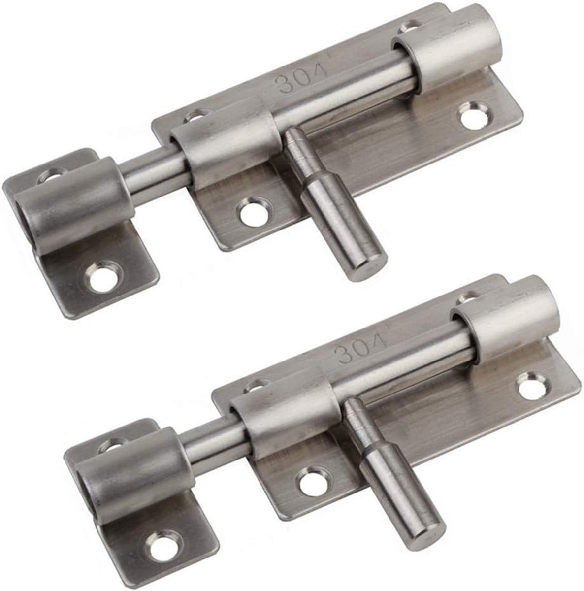 Deurslot set van 2 - 3 inch - zilver aluminium - ideaal voor badkamer en tuin - ShopVlot