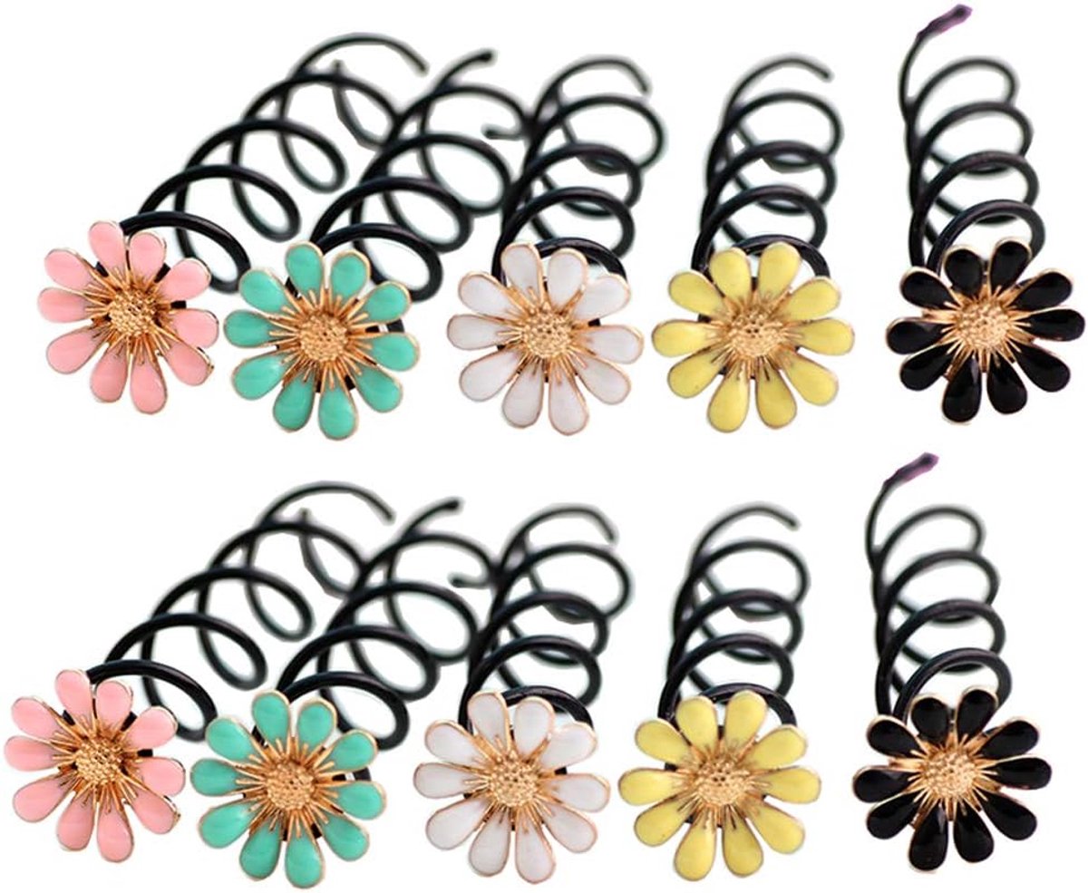 Haarelastiekjes 10 stuks - verschillende kleuren - bloemvormige spiralen - perfect voor haardecoratie - ShopVlot