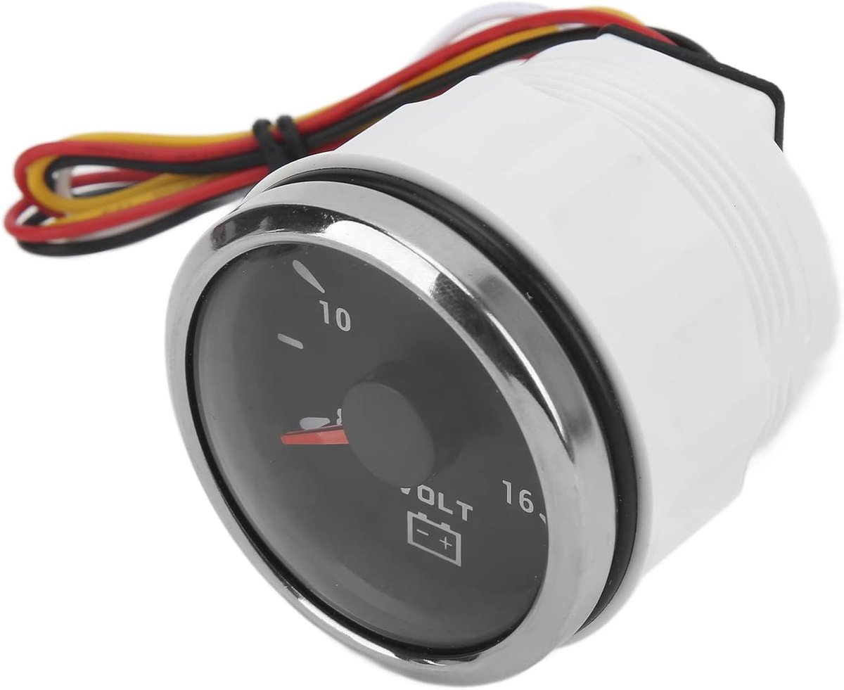 SnelShoppen - Boot Voltmeter 52mm, Waterdichte Spanningmeter 8-16V met 7 Kleuren Achtergrondverlichting, Geschikt voor Boot, Caravan en Auto