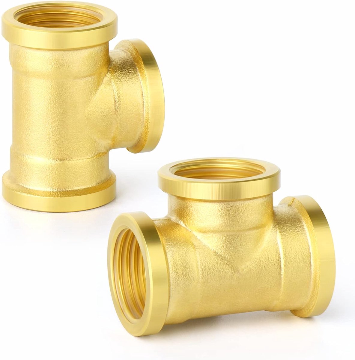 2 Pcs 1/2" BSP Brass Female Thread 3 Way T Pipe Connectors, Suitable for Pipe Connection - ShopVlot