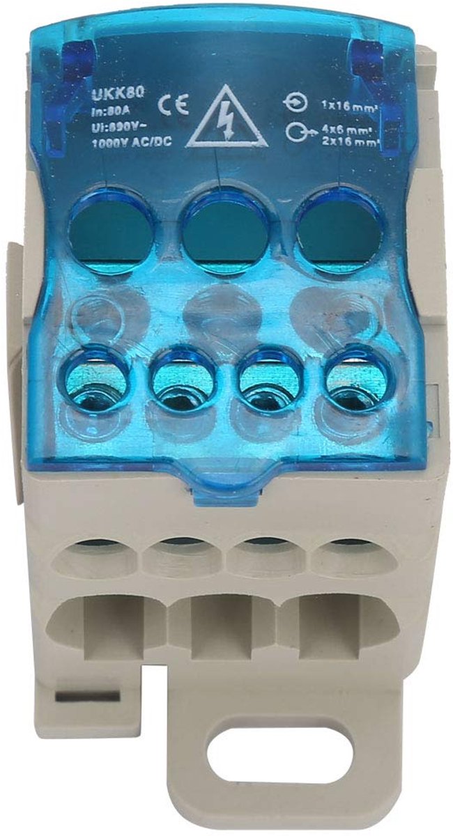 SnelShoppen - UKK-80A Klemmenblok Verdeeldoos, DIN Rail Elektrische Draadconnector Universele Voeding Juncitiedoos, Vlamvertragend, 8 Poorten, Microco