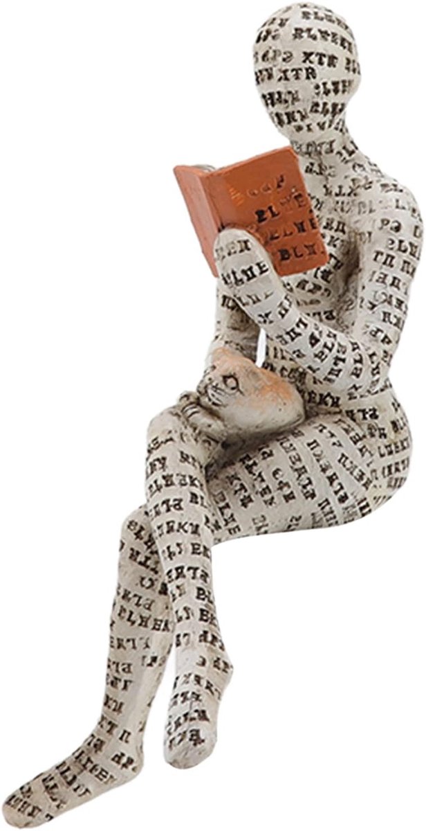 SnelShoppen - Reading Women Beeldje, Pulp en Hars Denker Standbeeld Aesthetic Sculptuur Moderne Abstracte Decoratie voor Kantoor, 20 cm, Wit