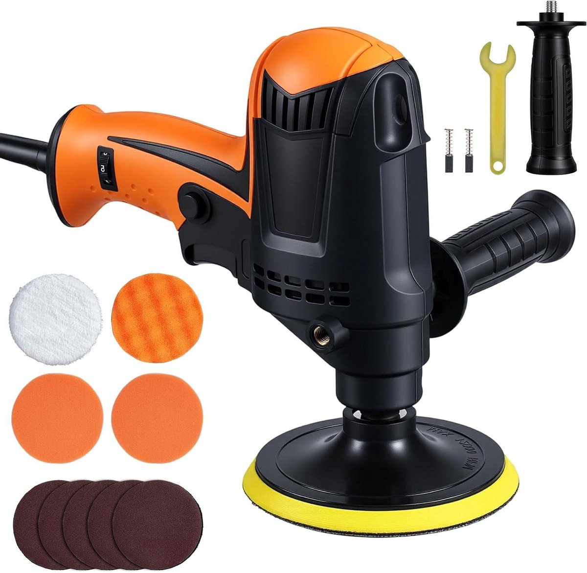 Polijstmachine Auto - Excentrische Polijster - Lak Herstellen - 6 Variabele Snelheden - 125 mm - Oranje