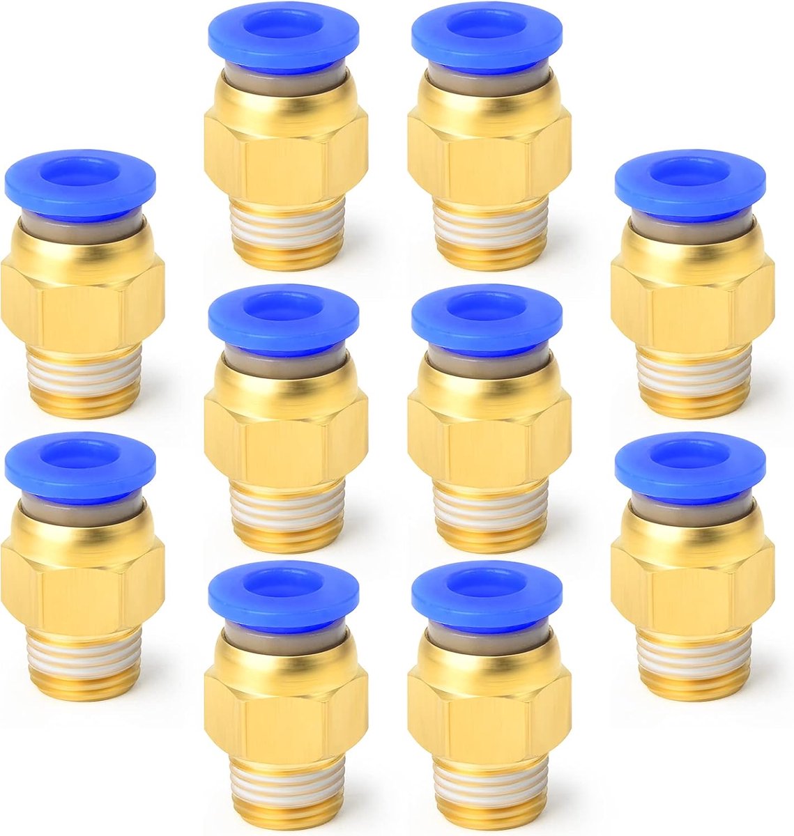 SnelShoppen - 10 stuks 4mm buis OD x 1/8 BSP mannelijke rechte push-to-connect fittingen, robuust, duurzaam, voor pneumatische verbindingen, snelle mo