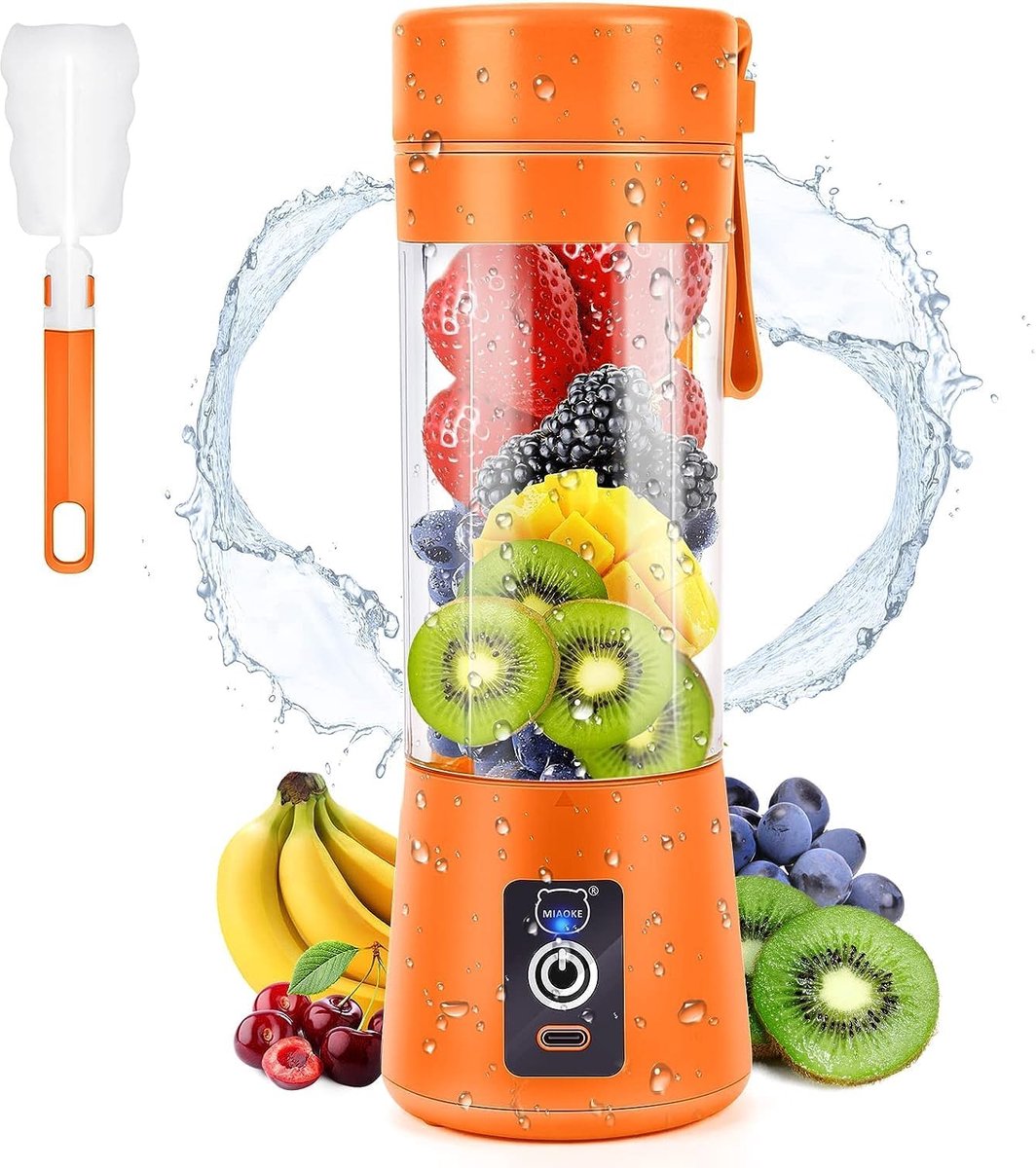 SnelShoppen - Draagbare Mini Mixer, 2000 mAh, 22000 rpm, voor Sap, Smoothies | Persoonlijke Blender Kleine Smoothie Maker Oplaadbaar, RVS Bladen voor