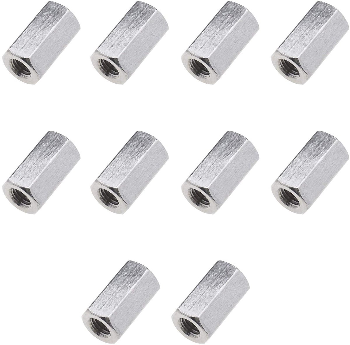 SnelShoppen - 10 Stuks Studding Connector Set, Draadverlenging Hexagonaal 304 RVS Moeren (M8x13x24mm) voor Bouw en Klussen