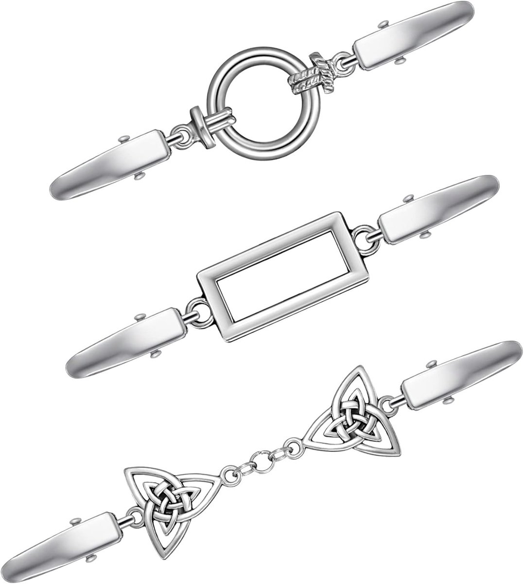 3 Stuks Retro Kledingclips voor Vesten en Sjaals - Zilveren Broche met Sluiting - Verstelbare Taille- en Kraagklemmen - Meerdere Stijlen - Anti-Verschuiving